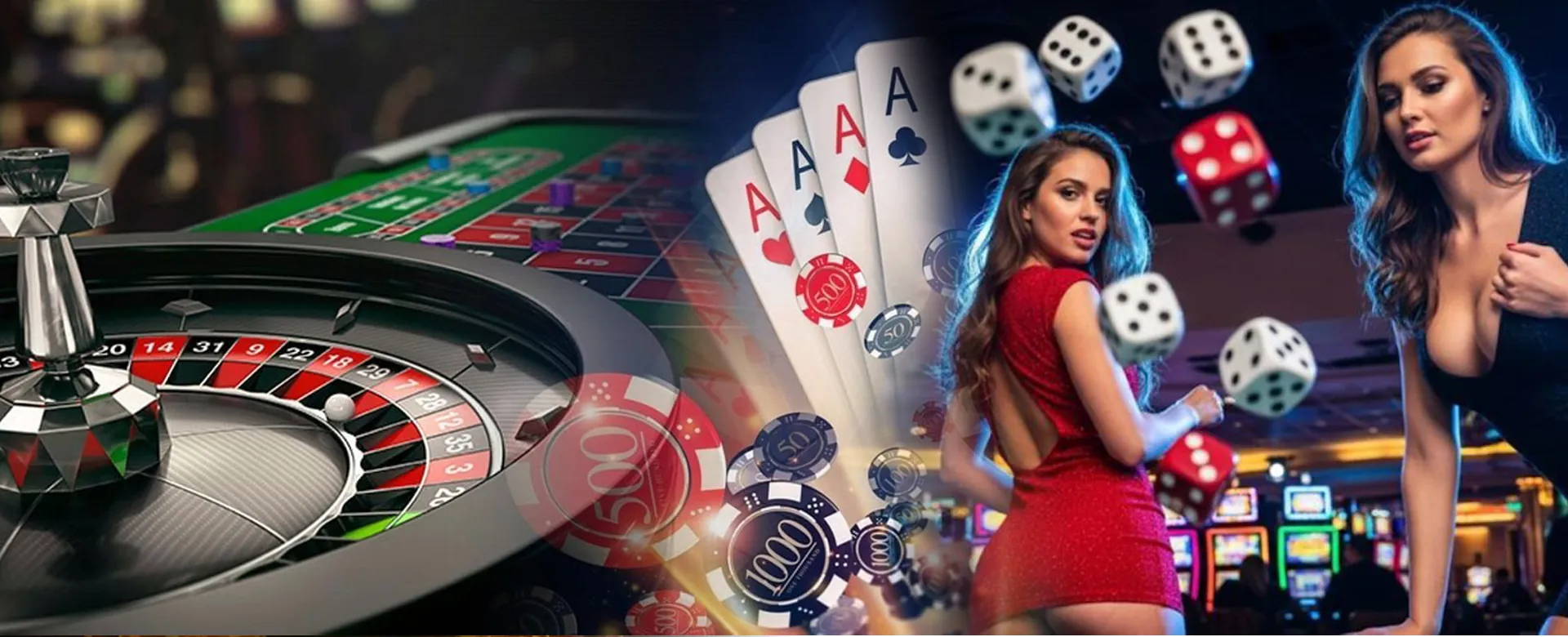 Dynamic casino background with login interface elements